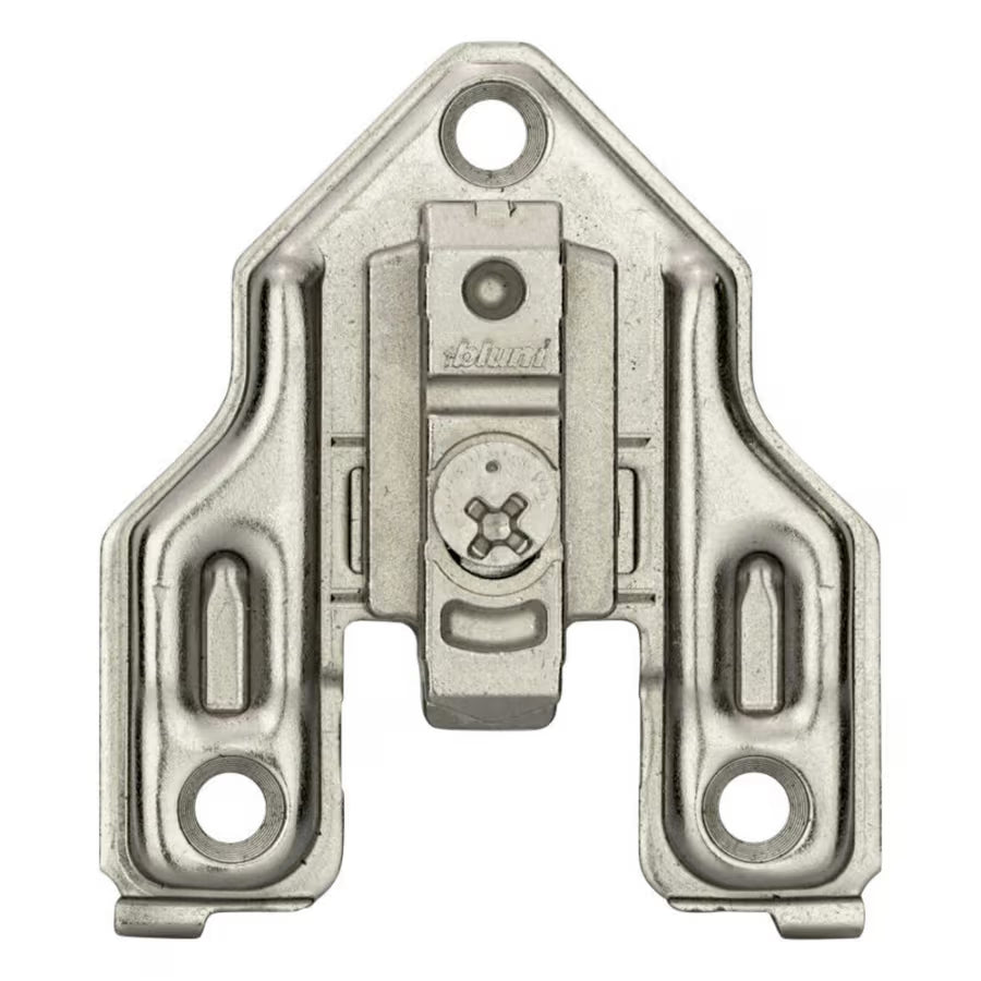 0mm - Clip Cam Adjustable Face Frame Mounting Plate, Nickel-Plated, Screw-On