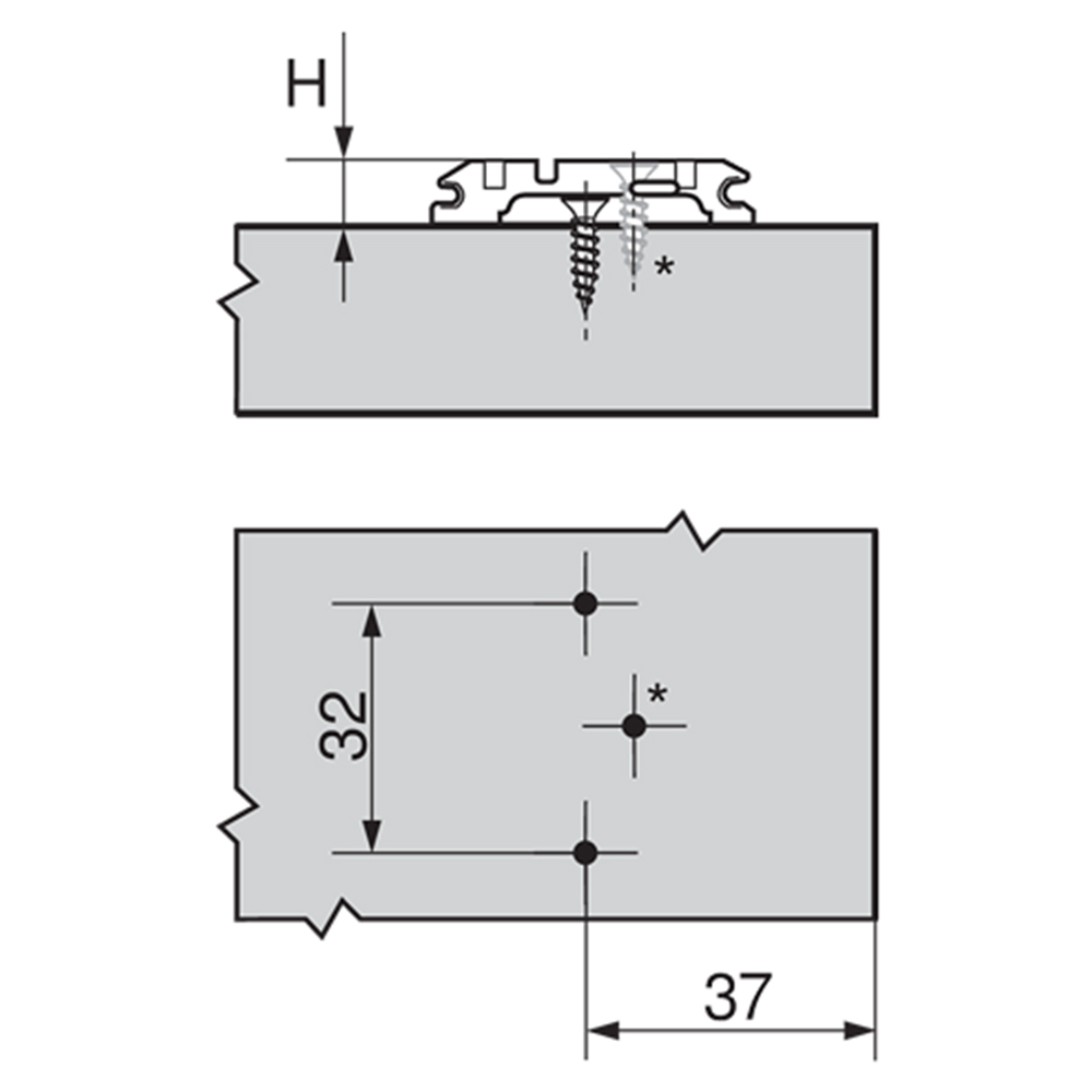 0mm - Blum Clip One-Piece Wing Mounting Plate, Nickel-Plated, Screw-On