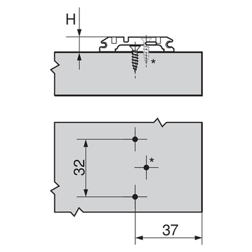 0mm - Blum Clip One-Piece Wing Mounting Plate, Nickel-Plated, Screw-On