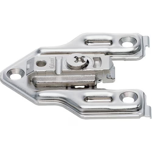 0mm - Clip Cam Adjustable Face Frame Mounting Plate, Nickel-Plated, Screw-On