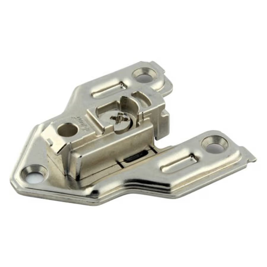 6mm - Clip Cam Adjustable Face Frame Mounting Plate, Nickel-Plated, Screw-On