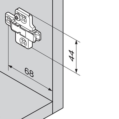 0mm - Blum Frameless, Wood/System Screw, Clip Mounting Plate