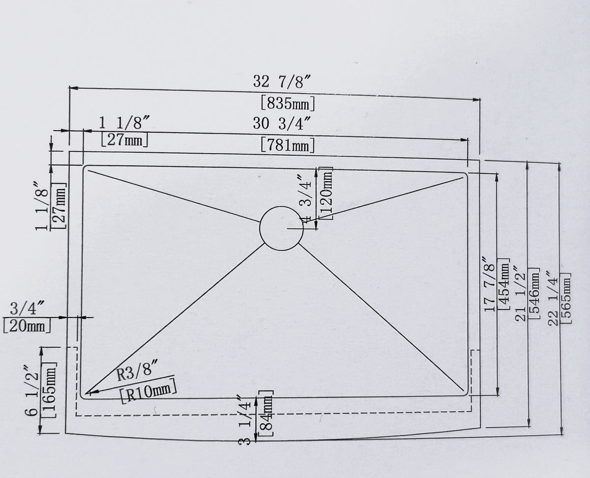 Apron Sink Single Bowl (32-7/8'' x 22-1/4 x 10'')