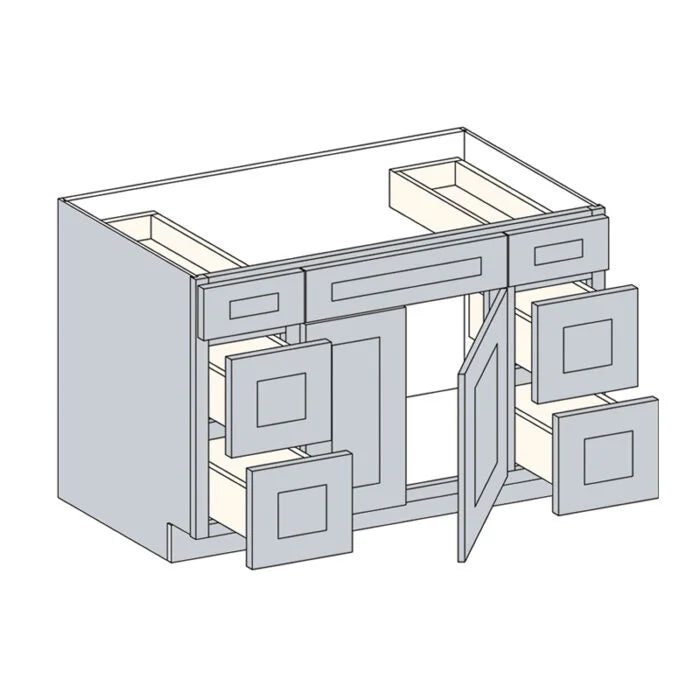 Vanity Sink Combo - 48″W x 34 1/2″H x 21″D, 12″ / Drawer Left & Right