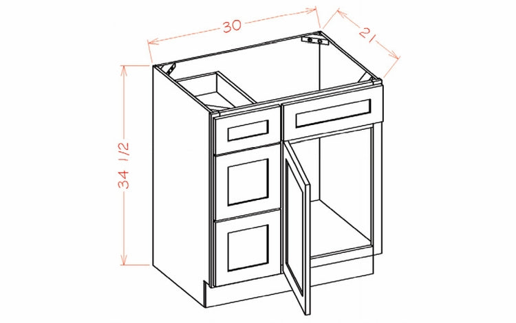 Vanity Combo - 30''W  x 34/1/2 x 21''D, Left