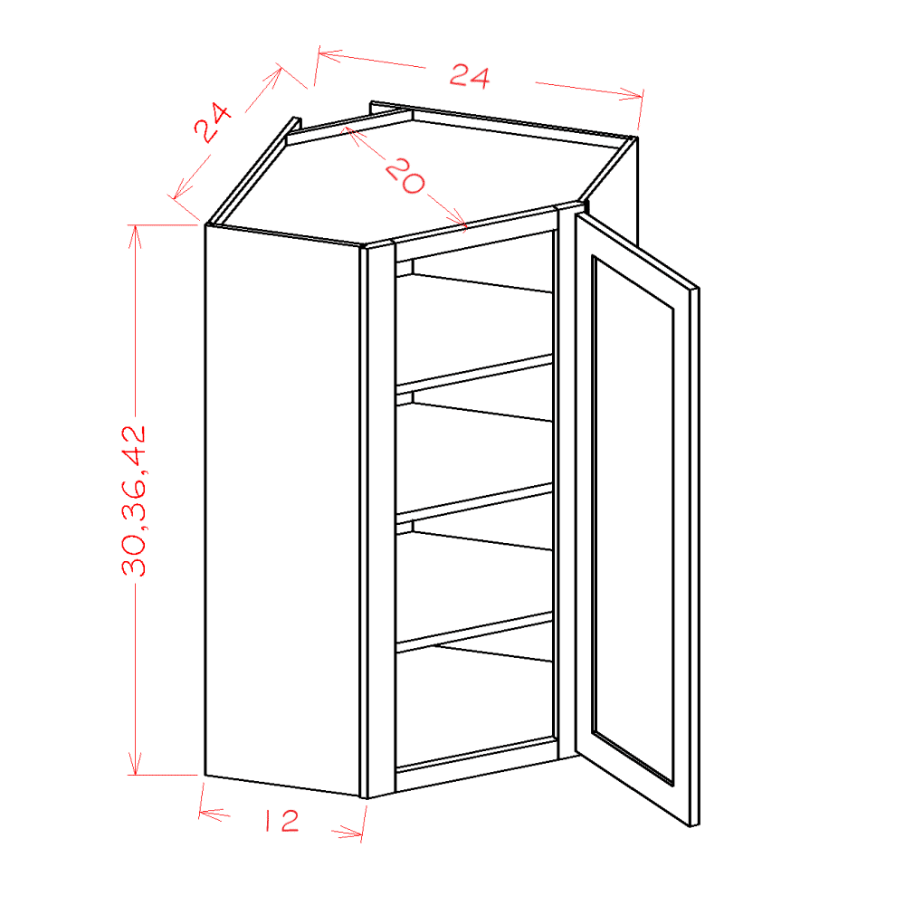 GS Wall Diagonal Corner 24''W x 42''H x 12''D