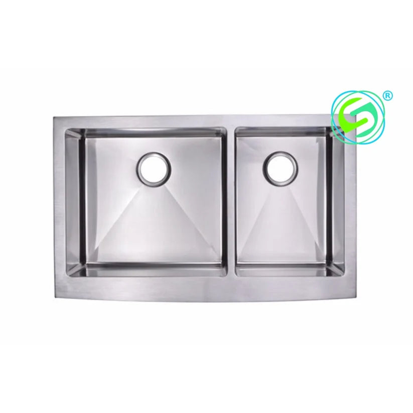 Stainless Steel Double Bowl Farmhouse Sink (32-7/8 x 22-1/4 x 10'')