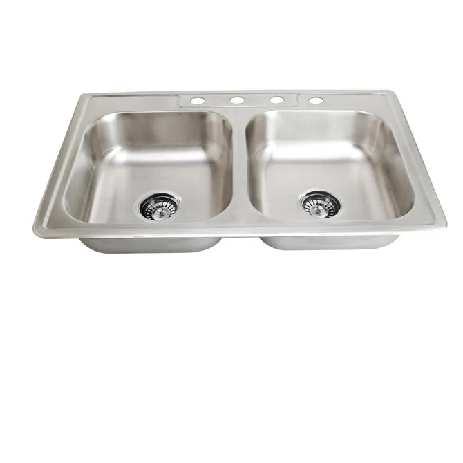 Top-Mount Stainless Steel Sink (33''x 22''x 9'')