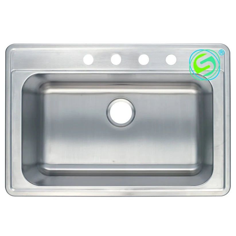 Top-Mount Stainless Steel Sink (33''x 22''x 9'')