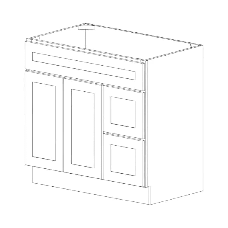 WS Double Door Vanity Sink Combo - 36″W x 34 1/2″H x 21″D / 12″ Right Drawer