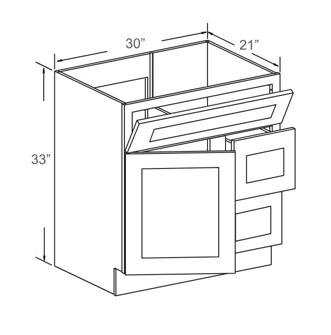 WS Single Door Vanity Combo - 30''W x 34 1/2''H x 21''D / Right side drawers