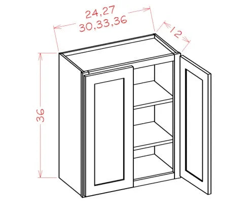 WS Wall Cabinet Double Door - 36''W x 30''H x 24''D