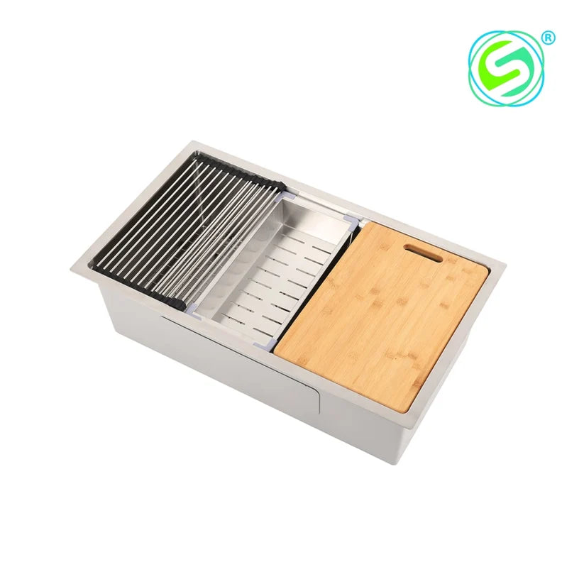 Workstation Under-Mount Single Bowl Sink (32'' x 19'' x 10'')